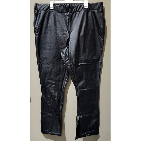 a new day Pants - A New Day Size 2X High Waist Faux Black Leather Slim Fit Stretch Lined Leggings